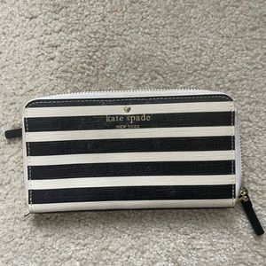 Kate Spade black and white striped wallet.